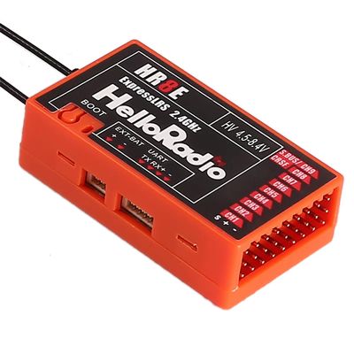 HelloRadio ELRS PWM Receiver 2.4GHz 9CH HR8E ExpressLRS Receiver Module for FPV Fixed Wing RC Airplane Car Boat Vehicles (Orange)