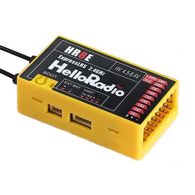 HelloRadio ELRS PWM Receiver 2.4GHz 9CH HR8E ExpressLRS Receiver Module for FPV Fixed Wing RC Airplane Car Boat Vehicles (Yellow)
