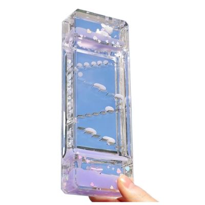 Acrylic Cherry Blossom Oil Leak Hourglass for Stress Relief, Creative Decor (Tube Pack 12 Units (6Tube Purple, 6Tube Pink))