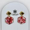 Handmade Resin Earrings with Natural Shells  Hexagon Gold Dangle Earrings  Ready to Ship  Unique Christmas Gift for Her (Red) view 4
