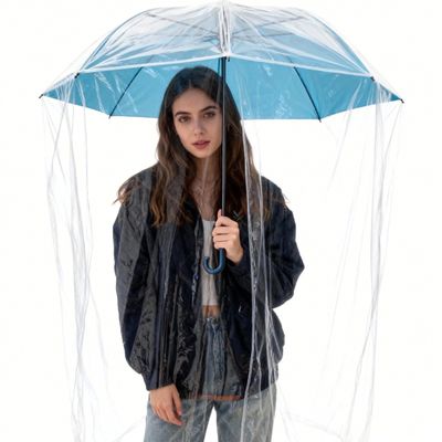RainPod Transparent Umbrella Rain Cover, Clear PE Material, Full Body Protection with Side Entry Door. (Medium) - Set of 4 Units.
