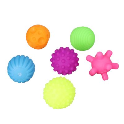 Denash 6PCS Baby Textured Ball Set,Sensory Balls for Baby,Infant Funny Soft Elastic Multicolor Squeezing Sensory Ball Toy for Home (Colorful)