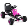 Costzon Kids Pedal Go Kart, 4-Wheel Ride On Toy with Gear Shifter, Handbrake, Adjustable Seat, Steering Wheel & Non-Slip Big Wheels, Off-Road Pedal Go Cart for Boys & Girls Aged 3+ (Pink) view 1