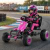 Costzon Kids Pedal Go Kart, 4-Wheel Ride On Toy with Gear Shifter, Handbrake, Adjustable Seat, Steering Wheel & Non-Slip Big Wheels, Off-Road Pedal Go Cart for Boys & Girls Aged 3+ (Pink) view 2