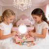 Kids Play Vanity, Wooden Dressing Table, Pretend Play Girls Vanities Set with Mirror, Plays Vanity for Dress Up Christmas, Kids Room Accessories for Home Children, 11.61x10.63x9.25in view 3