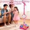 Kids Microphone with Stand- All in on-e Microphone Toy for Birthday Parties Singing, kar-aoke Machine Toy with Speaker & Flashing Stage Lights view 2