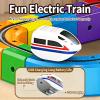 Electric Train Set Magnetic Train Set, 81 Pcs Car Cube Track Building Toy Train Track Gravity-Defying 3D Embedded Layouts & Motorized Car, STEM Learning Gift view 2