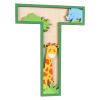 Wepagview 3D Layered Safari Nursery Wooden Letters for Wall Decor, 11.8" Green Large Baby Name Sign for Nursery, Animal Wood Alphabet Letter T Kids Room Initials for Front Door Shelf Home Decorations view 1
