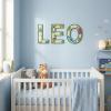 Wepagview 3D Layered Safari Nursery Wooden Letters for Wall Decor, 11.8" Green Large Baby Name Sign for Nursery, Animal Wood Alphabet Letter T Kids Room Initials for Front Door Shelf Home Decorations view 2