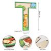 Wepagview 3D Layered Safari Nursery Wooden Letters for Wall Decor, 11.8" Green Large Baby Name Sign for Nursery, Animal Wood Alphabet Letter T Kids Room Initials for Front Door Shelf Home Decorations view 3