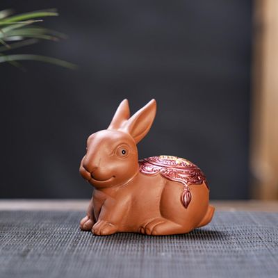 Tea Pets-Purple Sand Twelve Zodiac Tea Pet Creativity Can Be Raise Tea Play Accessories Cute Dragon Statue Tea Set Ornament (Red-D)