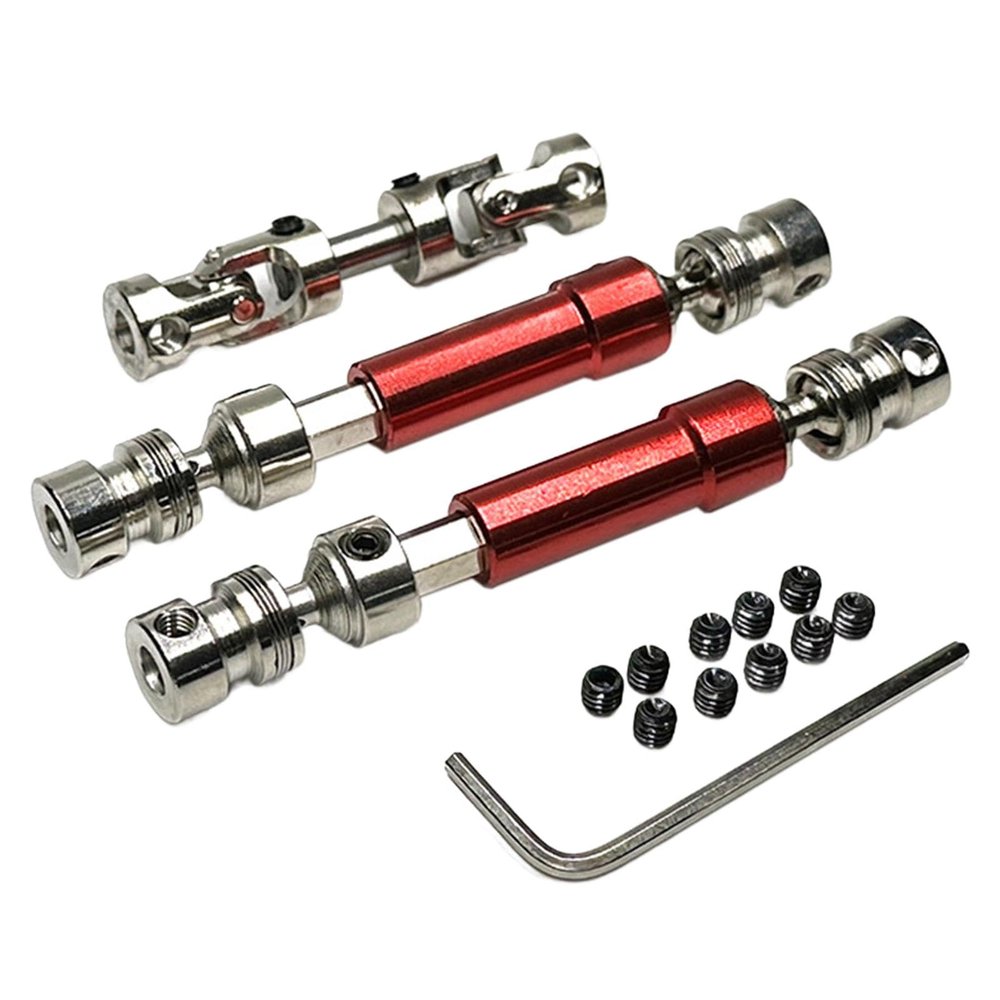 2Pcs Metal RC Car Drive Shaft, Upgraded Alloy Transmission Shaft Set for 1/12 MN128 MN86 MN86S Remote Control Car (Red)