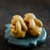 Tea Pets-Purple Sand Tea Pet Rabbit Zodiac Small Ornaments Handmade Leaves Ingots Sculptures Tea Sets Play Ceremony Accessories (Yellow) view 4