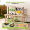VEVOR Mud Kitchen, Outdoor Mud Kitchen for Kids, Wood Outdoor Play Kitchens with Spoons, Sink, Sunshade Canopy, Swivel Wheels, Cookware Pots and Accessories, Wooden Play Kitchens for Home, Lawn view 4