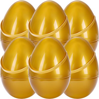 6 Pcs 10 Inch Transparent Easter Eggs with Handles Giant Clear Easter Egg Jumbo Fillable DIY Easter Egg (Gold 10 Inch )