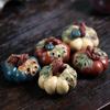 Tea Pets-Purple Sand Pumpkin Small Tea Pet Decoration Handmade Clay Painted Tea Set Sculpture Ornament Tea Play Crafts (B) view 2
