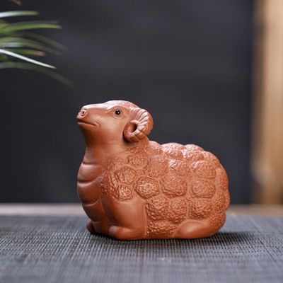 Tea Pets-Purple Sand Twelve Zodiac Tea Pet Creativity Can Be Raise Tea Play Accessories Cute Dragon Statue Tea Set Ornament (Red-H)