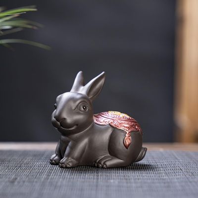 Tea Pets-Purple Sand Twelve Zodiac Tea Pet Creativity Can Be Raise Tea Play Accessories Cute Dragon Statue Tea Set Ornament (Black-D)