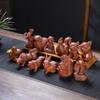 Tea Pets-Purple Sand Twelve Zodiac Tea Pet Creativity Can Be Raise Tea Play Accessories Cute Dragon Statue Tea Set Ornament (Black-D) view 2