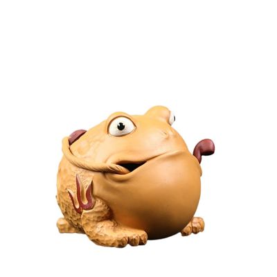 Tea Pets-Purple Sand Golden Toad Tea Pet Handmade Dahongpao Pipe Tea Set Accessories Tea Playing Tea Table Decoration (Yellow)