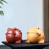 Tea Pets-Purple Sand Golden Toad Tea Pet Handmade Dahongpao Pipe Tea Set Accessories Tea Playing Tea Table Decoration (Yellow) view 3