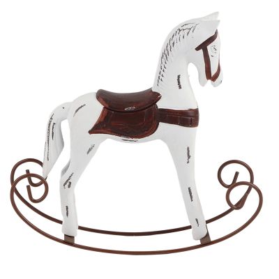 Respicefinem Wooden Rocking Horse Exquisitely Carved and Painted Kids Toy Ideal for Gifting and Home Decoration White (White)