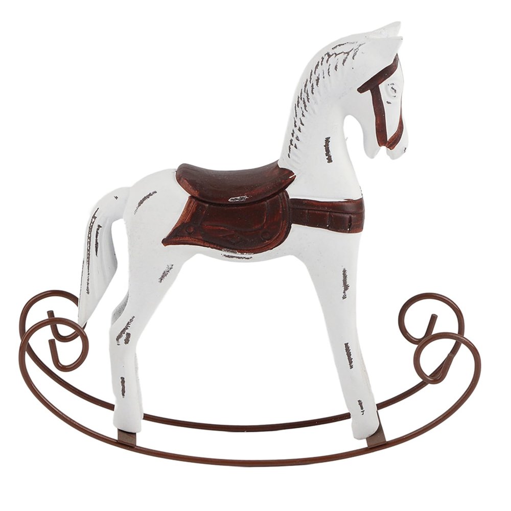 Respicefinem Wooden Rocking Horse Exquisitely Carved and Painted Kids Toy Ideal for Gifting and Home Decoration White (White)