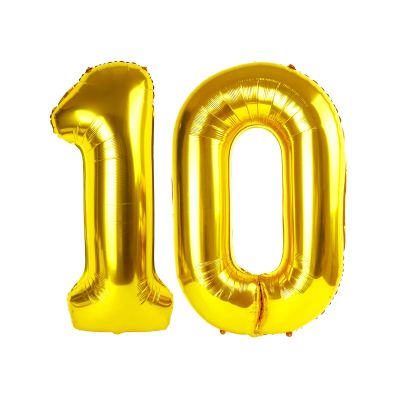 10 Gold Number Balloons, 40 Inch Balloons for Woman Man 10th Birthday Party Decoration, Foil Number Ballon for 10, 100 Anniversary, Bridal Shower, Graduation, Valentine's Day, Mother's Day, Easter
