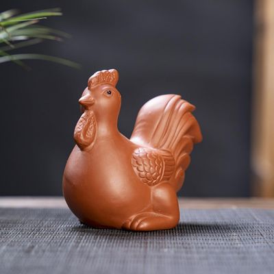 Tea Pets-Purple Sand Twelve Zodiac Tea Pet Creativity Can Be Raise Tea Play Accessories Cute Dragon Statue Tea Set Ornament (Red-L)