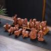 Tea Pets-Purple Sand Twelve Zodiac Tea Pet Creativity Can Be Raise Tea Play Accessories Cute Dragon Statue Tea Set Ornament (Black-B) view 2