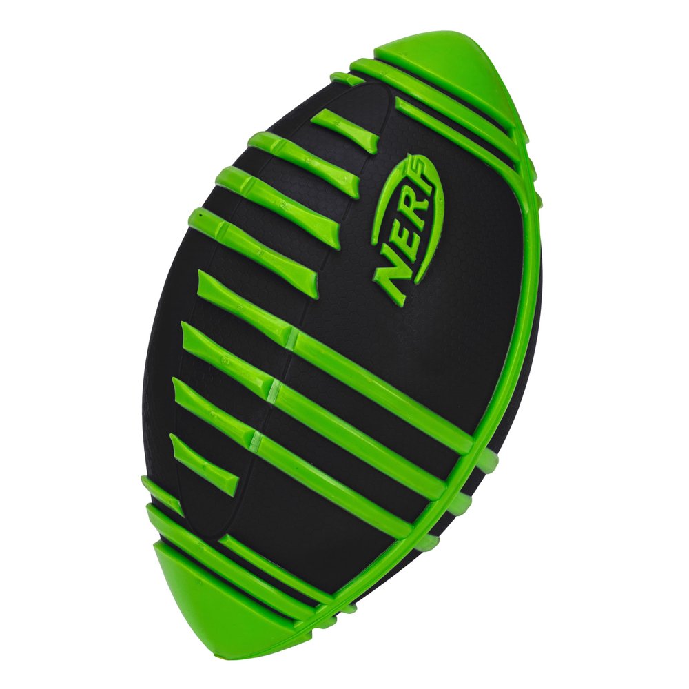 Nerf Weather Blitz Foam Football for All-Weather Play - Easy-to-Hold Grips Great for Indoor and Outdoor Games - Green, Pack of 2