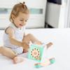 Bemonew Blue Retro Wooden Toy Telephone Realistic Pretend Play Interactive Learning Phone for Kids view 3