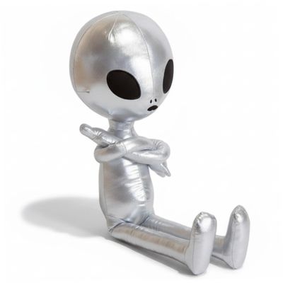 1PC Silver Alien Stage Plush, 65cm Unique Ugly Cute Stuffed Robot Doll, Large Soft Plushie for Collectors, Kids Room Decor and Favors Giving..