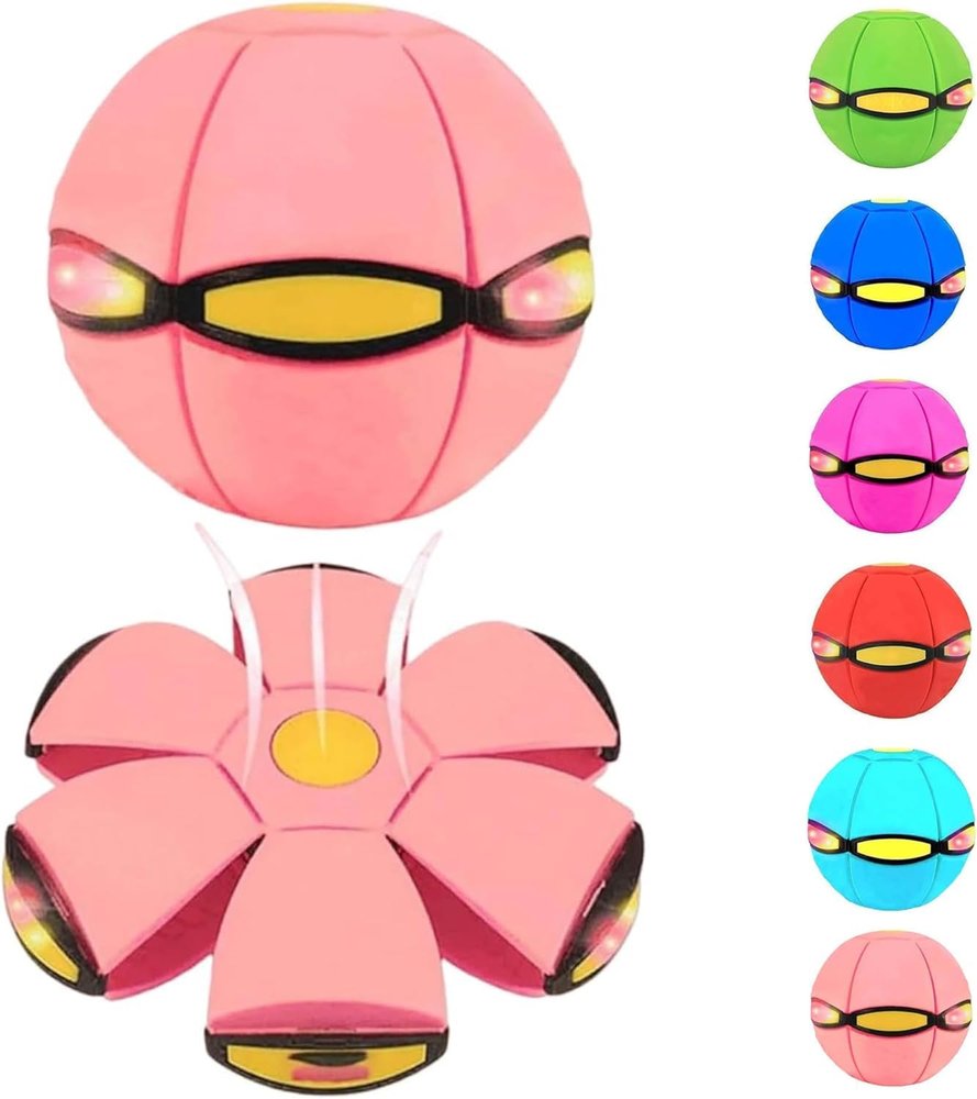 AITIDE Magic Bouncing Ball, Magic Bouncing Ball with 6 Light, Dual Form Freely Switchable, Parent-Child Interaction Suitable for Indoor & Outdoor Use (Light Pink)