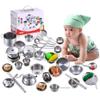 Bemonew 25PCS Stainless Steel Kids Pots and Pans Playset Safe Kitchen Accessories for Pretend Play view 1