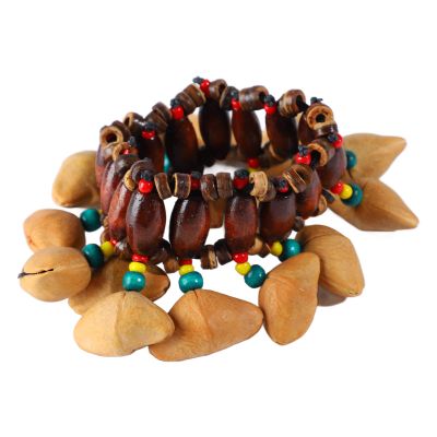 African Tribal Style Nuts Handbell Drum, Nut Shell Percussion Instrument, Lightweight Solid Wood Musical Accessories with Durable Material, Perfect for Kids Toys and Parent Child B