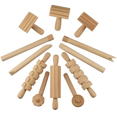 12Pcs Wooden Sensory Bin Tools Montessori Fine Motor Learning Toy for Preschool Kids