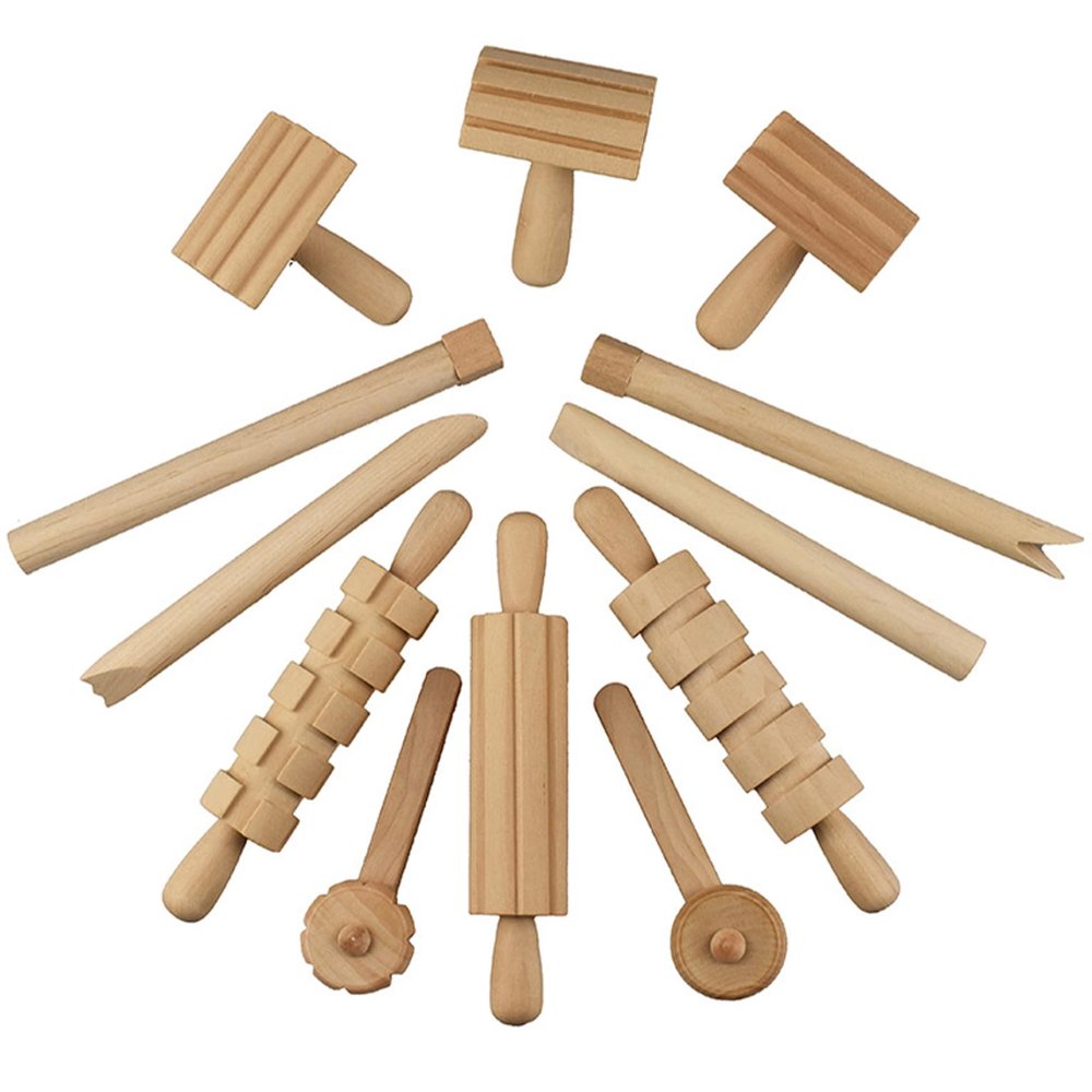 12Pcs Wooden Sensory Bin Tools Montessori Fine Motor Learning Toy for Preschool Kids