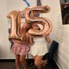 10th Number Balloon Birthday Decorations, 40 Inch Big Foil Balloon for Men & Women, Rose Gold Number Balloons for Wedding Memorial Day Birthday Aniversarry Supplies view 2