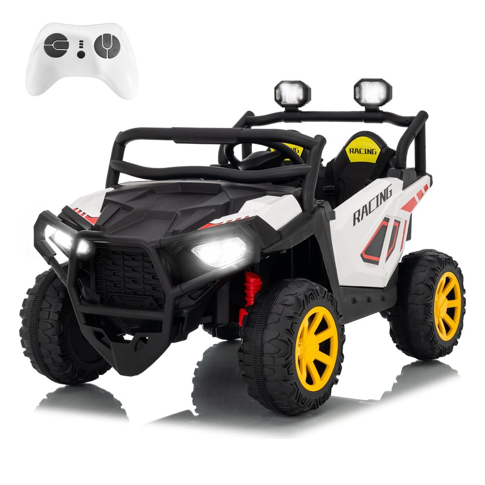 24V Ride On Toys for Big Kids, 2 Seater Electric UTV Car with Remote Control, 4-Wheeler Suspension, Soft Start, 3 Speeds, Led Lights, Bluetooth, Ride on Truck Kids 2-8 Years