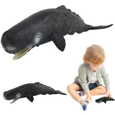 Bemonew 8x3x2 Inch Sperm Whale Toy Realistic Plastic Sea Animal Figurine with Open Mouth