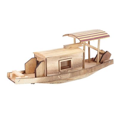 Haofy Small Boat Model, Wooden Fishing Boat Assembly Toy for Kids Adults Handcrafted Nautical Decor Home Office Tabletop Ocean Theme