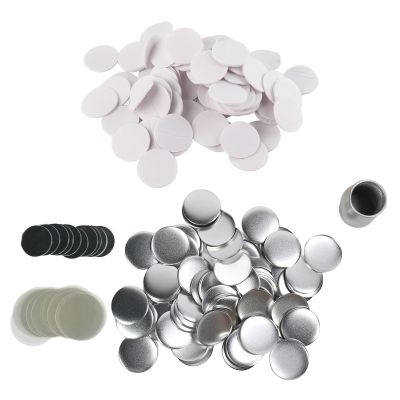 Mirror Round Buttons Parts, DIY Blank Button Badge Set, Rustproof Tinplate Button Maker Supplies with Mirror Back, 100 Sets for Handcraft Craft and Holiday Gifts