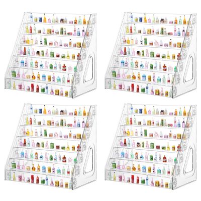 4 Pack 7 Layers Mini Brand Organizer Acrylic Display Rack for Mini Brands Collector Toys Large Capacity Desktop Mini Brand Display for Small Miniature Collectibles, Mini Brand Not Included