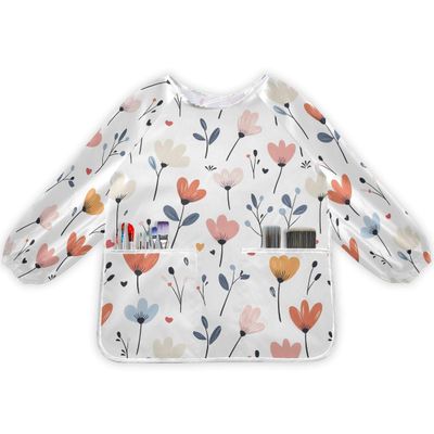 Bolaz Little Flowers 5 Painting Smocks for Kids 2-4 Art Smocks Eating with Pockets Toddler Infant Children Apron