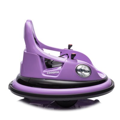 12V Ride On Bumper Car for Kids 1.55 Years, Electric Bumper Car with Parent Remote, LED Lights, Bluetooth Music, 360 Spin, Anti-Collision Padding & 5-Point Safety Belt (Purple)