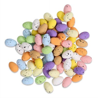 50 Pcs Speckled Easter Eggs, Foam Assorted Colorful Speckled Eggs Decorations for Easter Basket Fillers, Spring Crafts, Wreath and Centerpiece Decor (Pastel and Bright Mix, 4 Sizes)