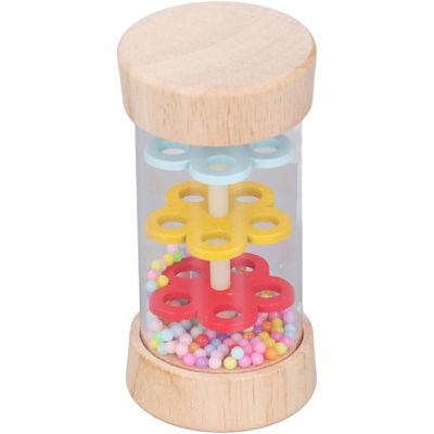 3.7x1.9" Wooden Baby Rain Stick Colorful Bead Rattle Tube Sensory Musical Toy
