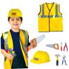 7Pcs Kids Construction Worker Costume Polyester Role-Playing Outfit Set view 1