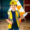 7Pcs Kids Construction Worker Costume Polyester Role-Playing Outfit Set view 4